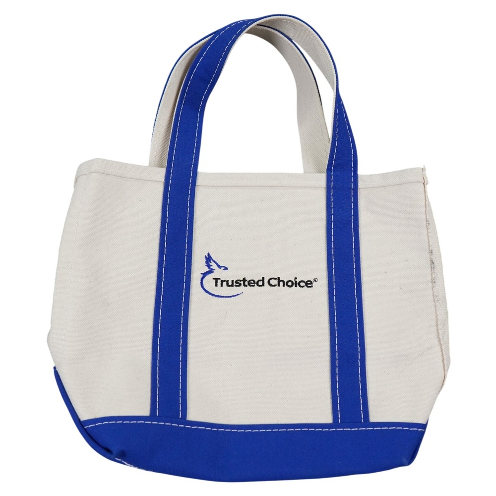 VTG Boat Tote Bag 9x13x4 Blue Canvas Embroidered Logo Utility Bag Late 80s